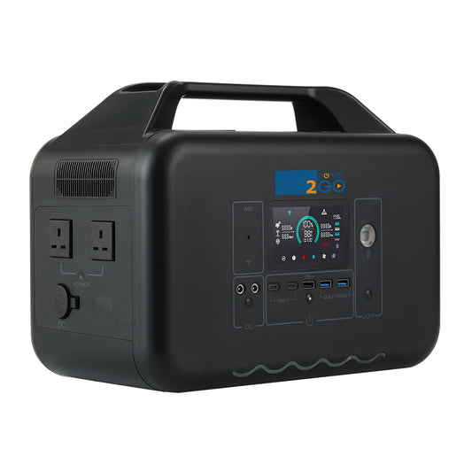 Opposite angled view of Power2Go 600 Portable Power Station