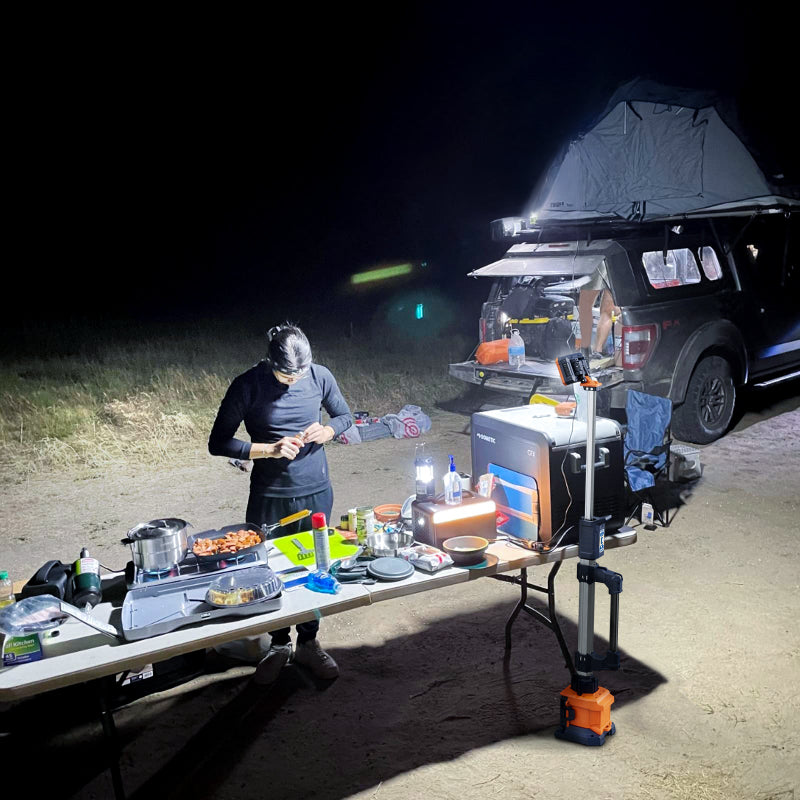 Portable LED Lighting Tower - Illuminating Campsite