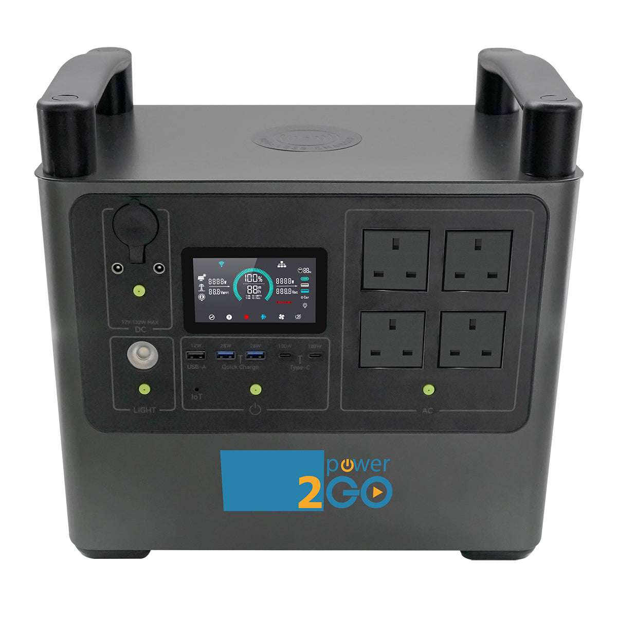 Top view of Power-2Go 2000Pro portable power station