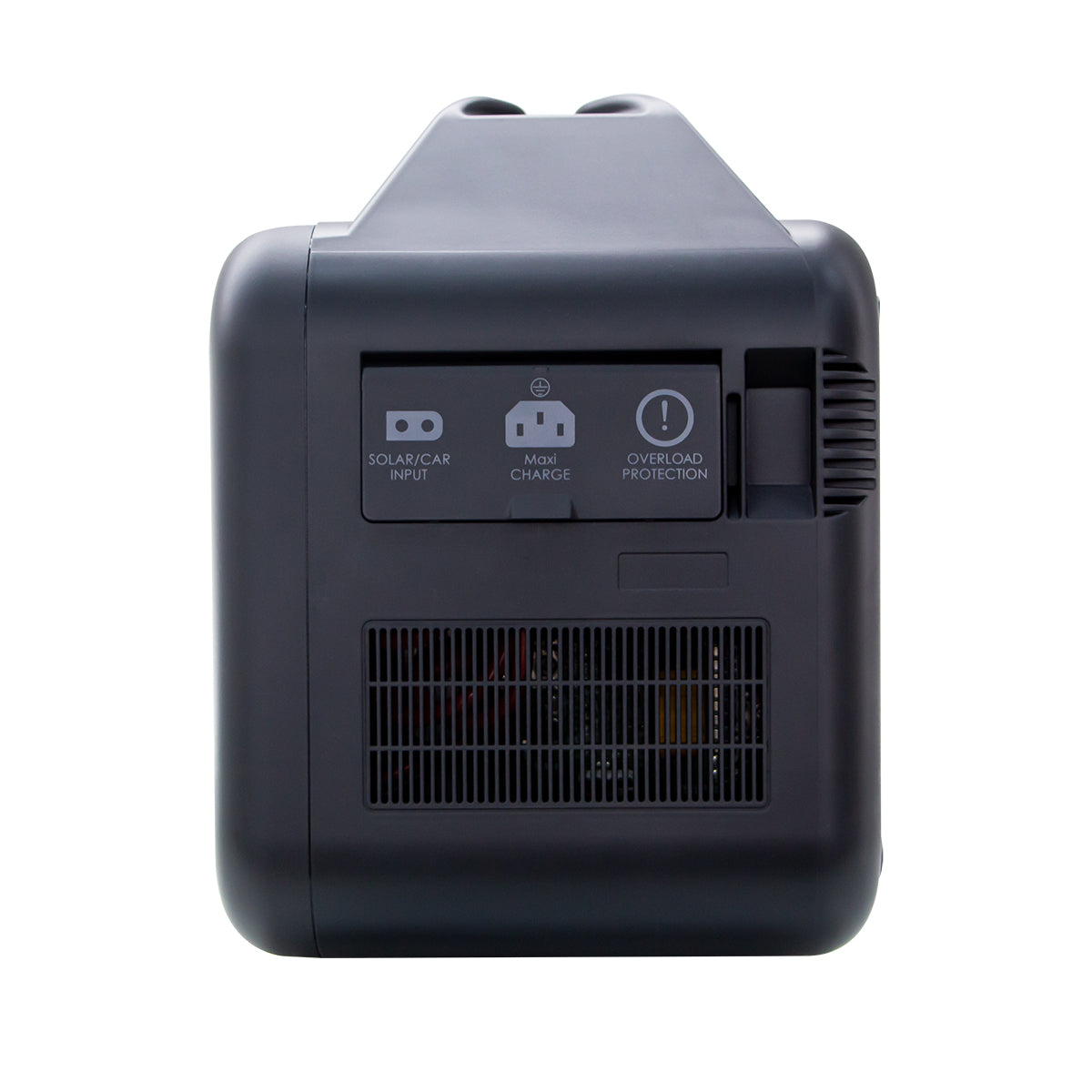  Side view of the Power-2Go 1000 portable power station, showcasing the various input and output ports.